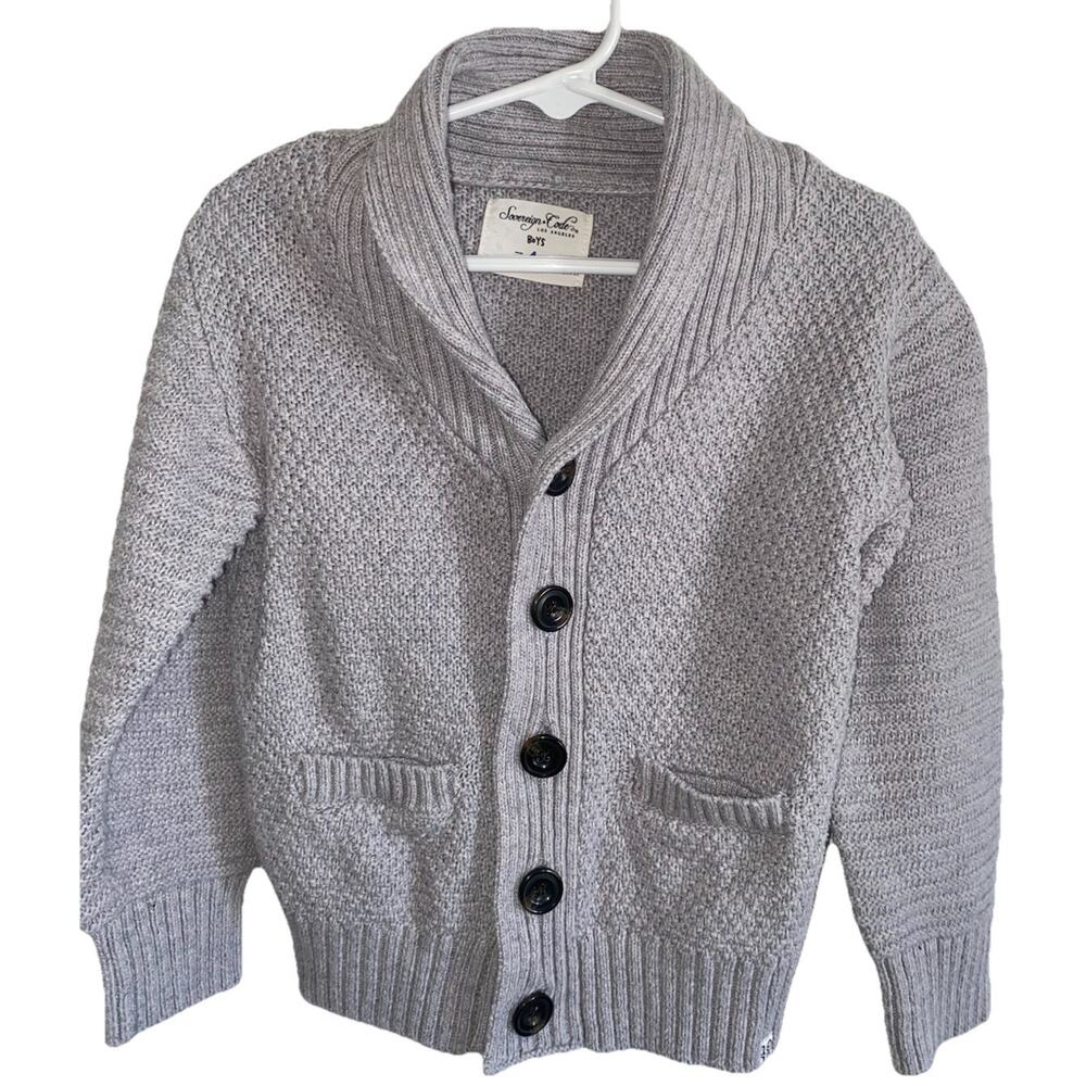 Vtg Boys Grey Cardigan Size 4 Sovereign Code long sleeve button down